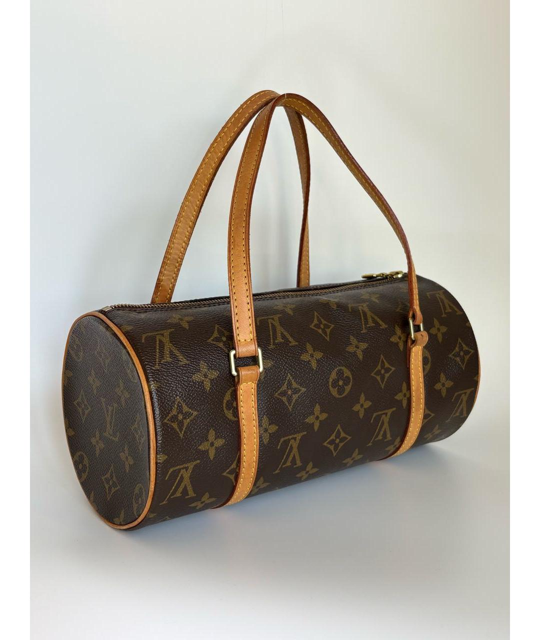 LOUIS VUITTON Коричневая кожаная сумка с короткими ручками, фото 3