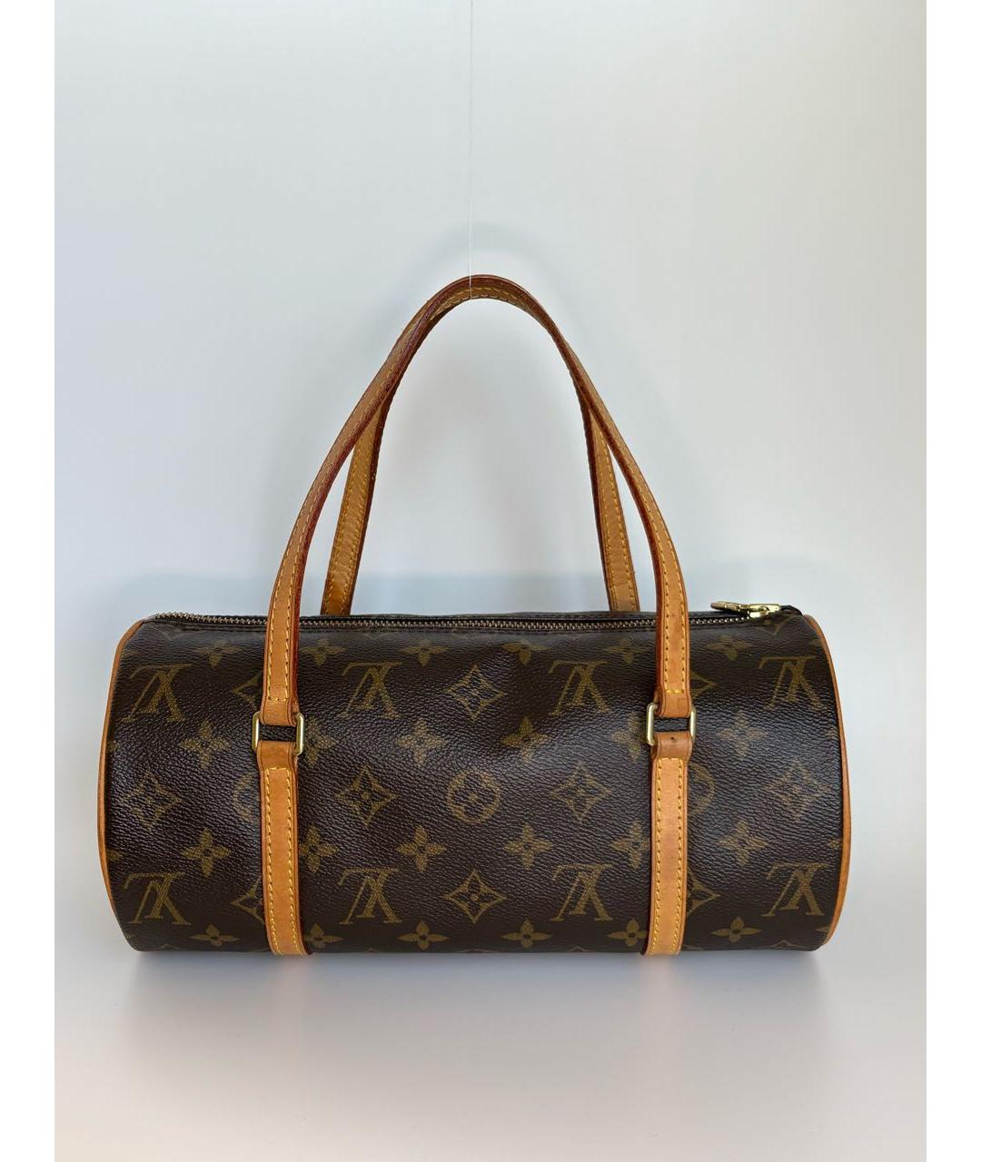 LOUIS VUITTON Коричневая кожаная сумка с короткими ручками, фото 9