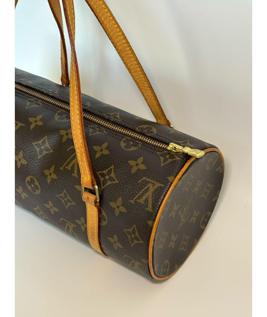 LOUIS VUITTON Коричневая кожаная сумка с короткими ручками, фото 5