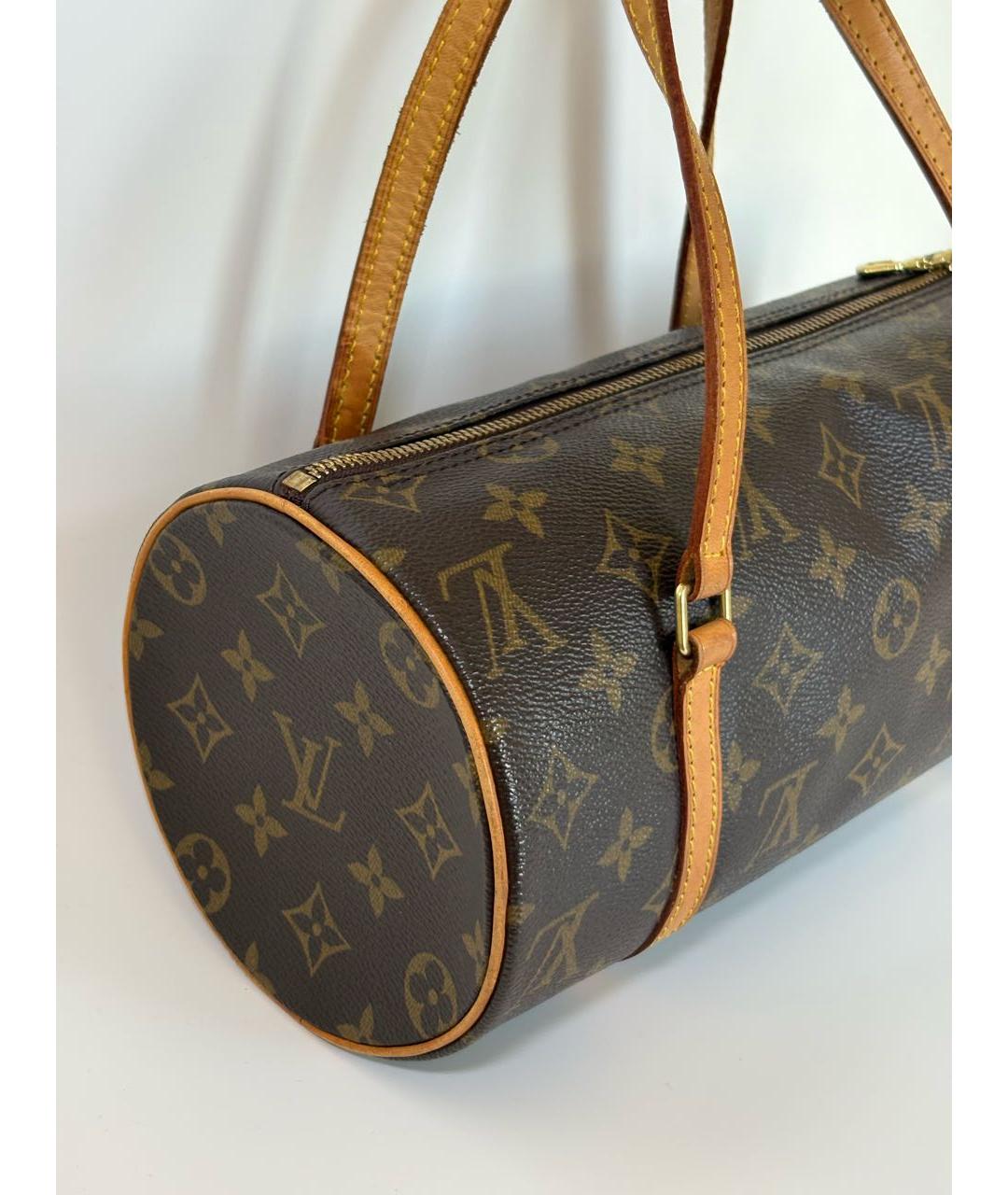 LOUIS VUITTON Коричневая кожаная сумка с короткими ручками, фото 4