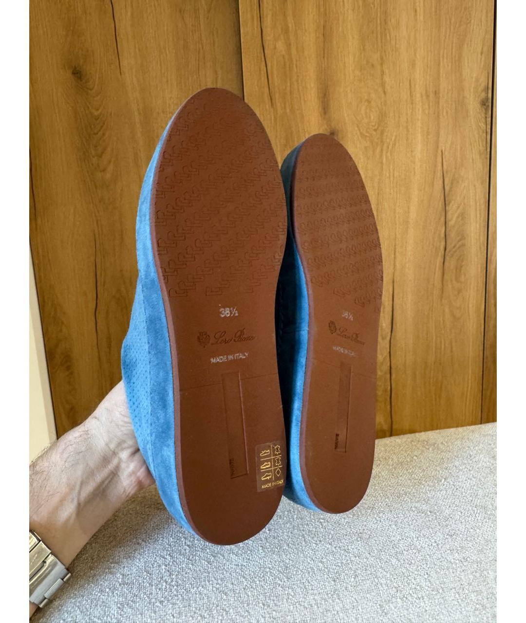 LORO PIANA Синие замшевые кеды, фото 3