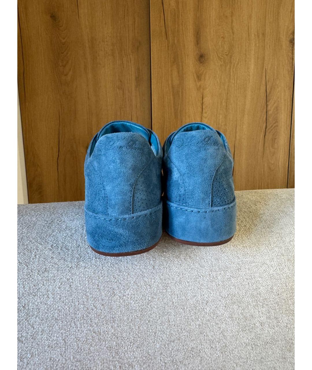 LORO PIANA Синие замшевые кеды, фото 4