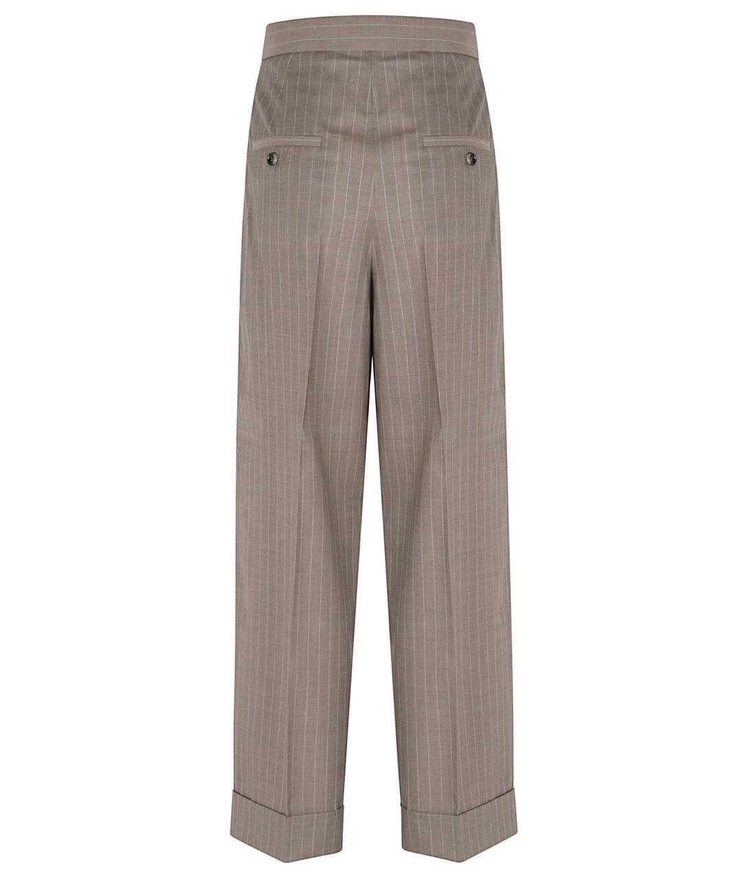 MAX MARA Коричневые шерстяные прямые брюки, фото 3