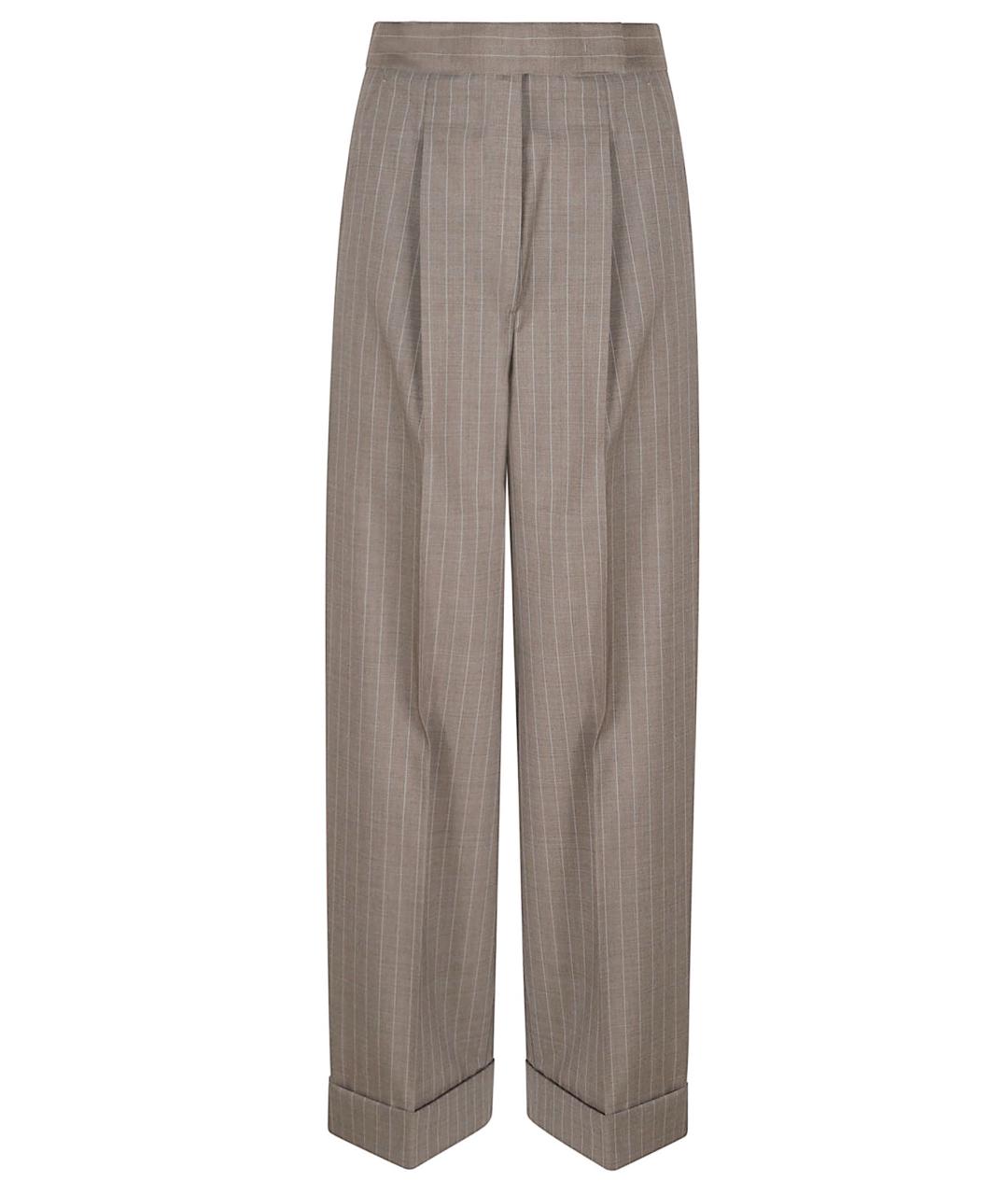 MAX MARA Коричневые шерстяные прямые брюки, фото 1