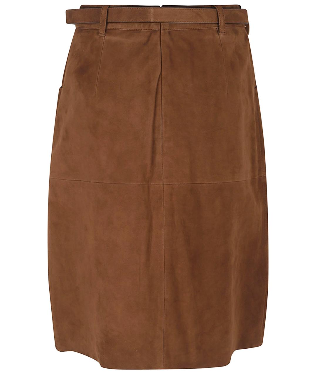 MAX MARA STUDIO Коричневая замшевая юбка миди, фото 3