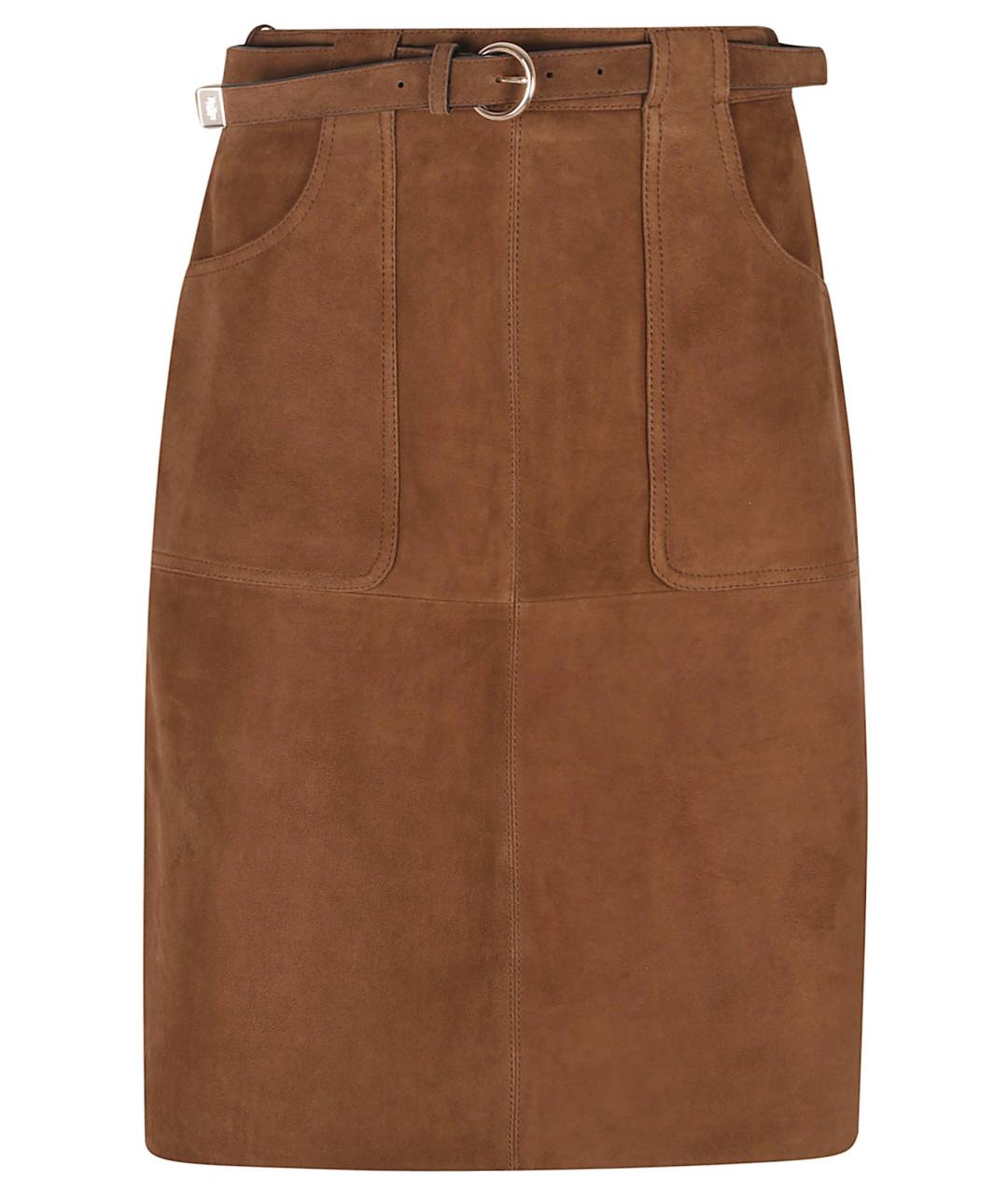 MAX MARA STUDIO Коричневая замшевая юбка миди, фото 1