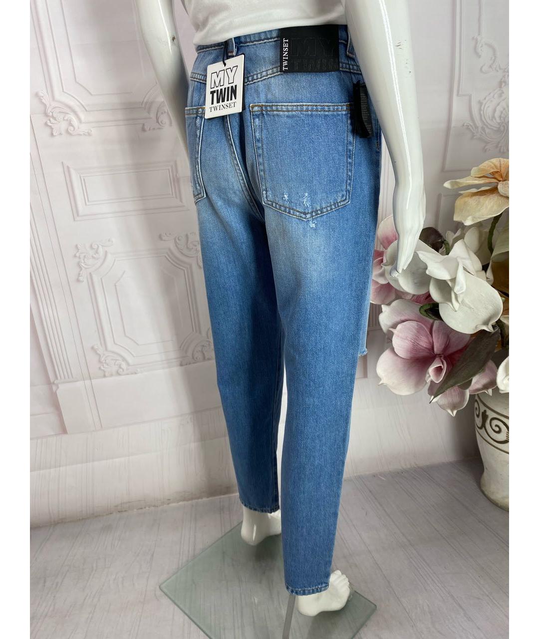 TWIN-SET Голубые хлопковые прямые джинсы, фото 7
