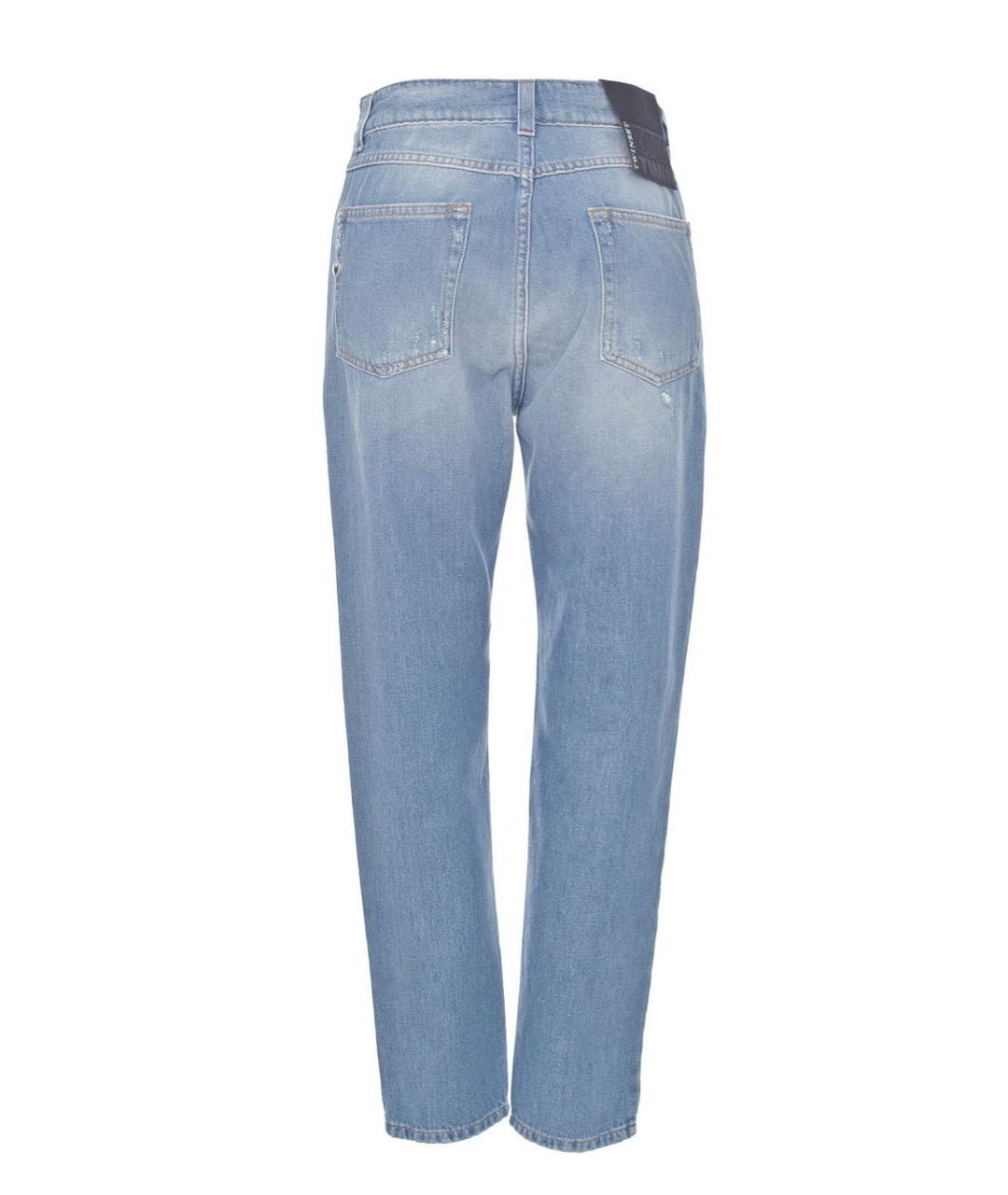 TWIN-SET Голубые хлопковые прямые джинсы, фото 2