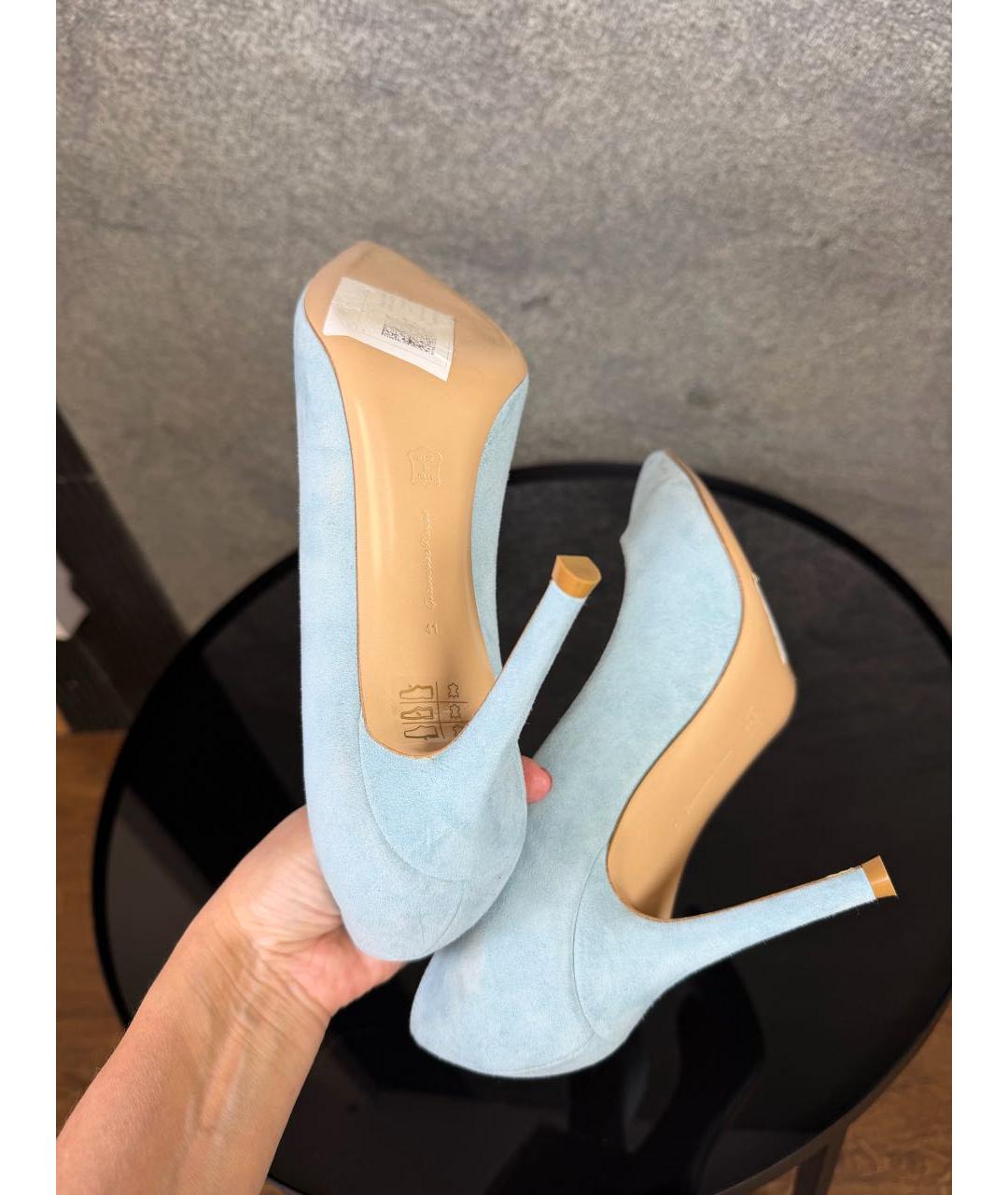 GIANVITO ROSSI Голубые замшевые туфли, фото 6