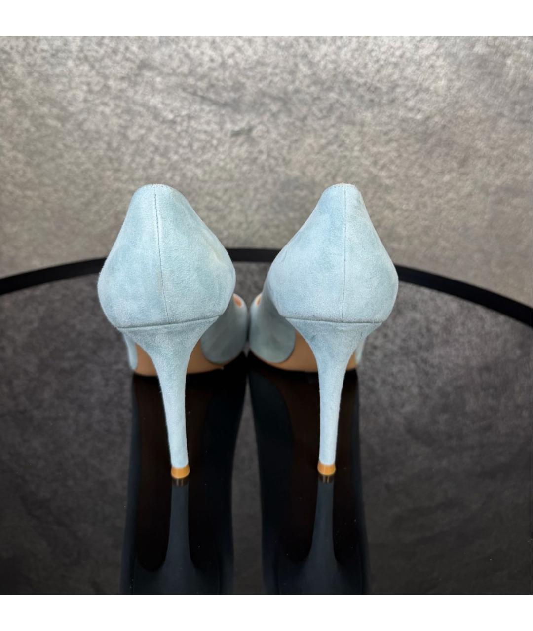GIANVITO ROSSI Голубые замшевые туфли, фото 4
