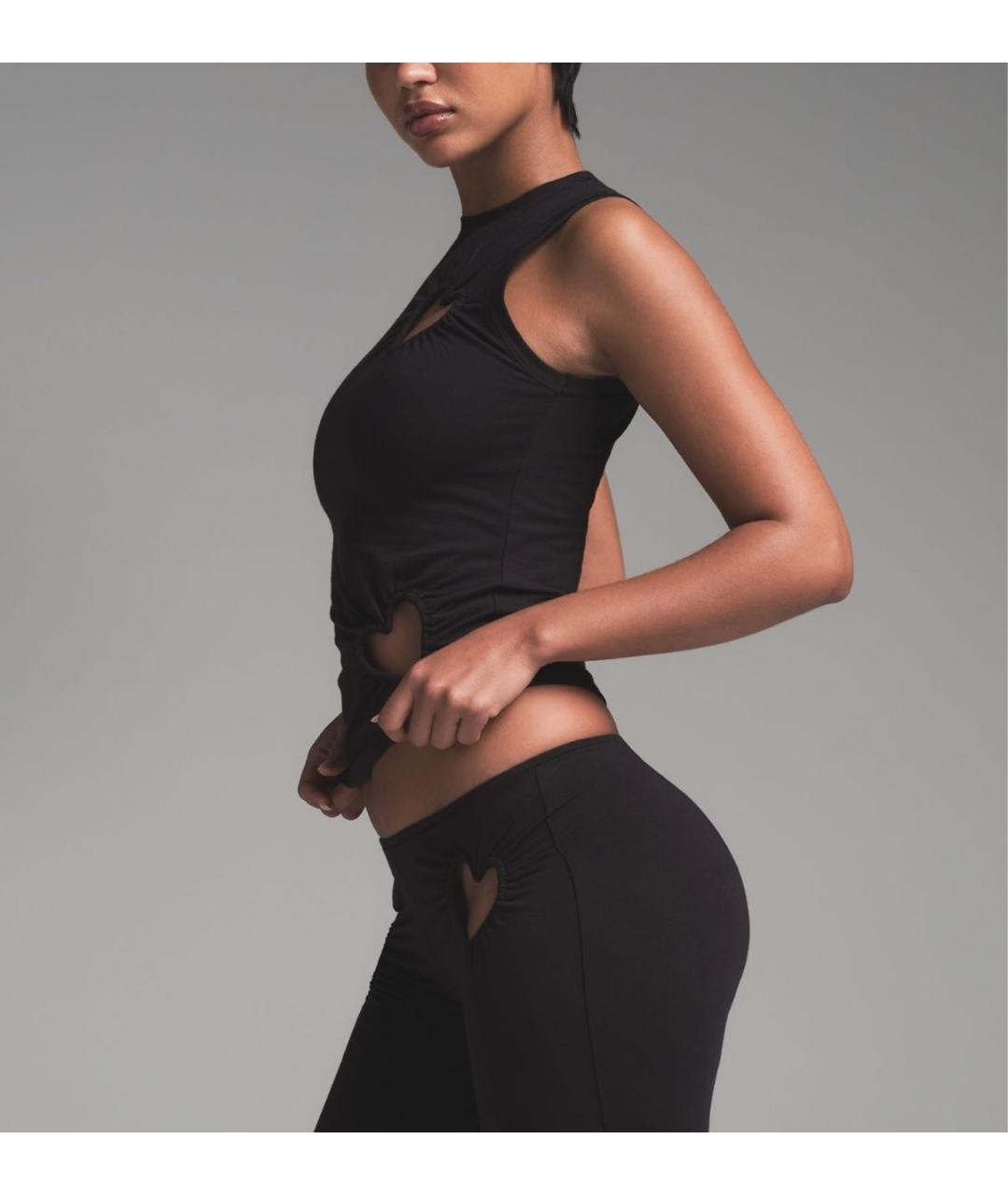 SKIMS Черная хлопко-эластановая майка, фото 2