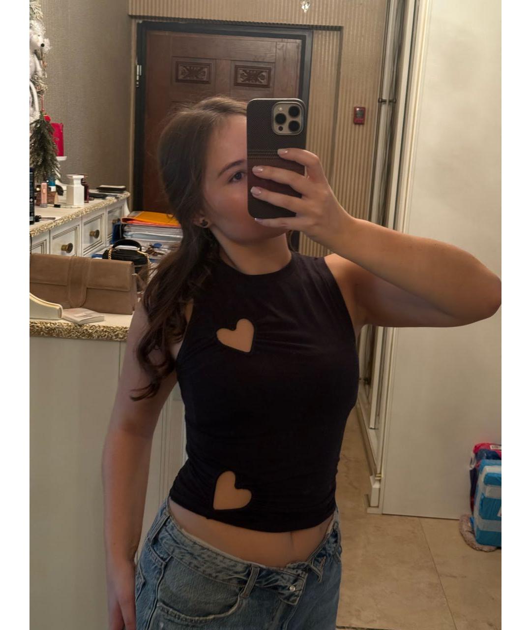 SKIMS Черная хлопко-эластановая майка, фото 5