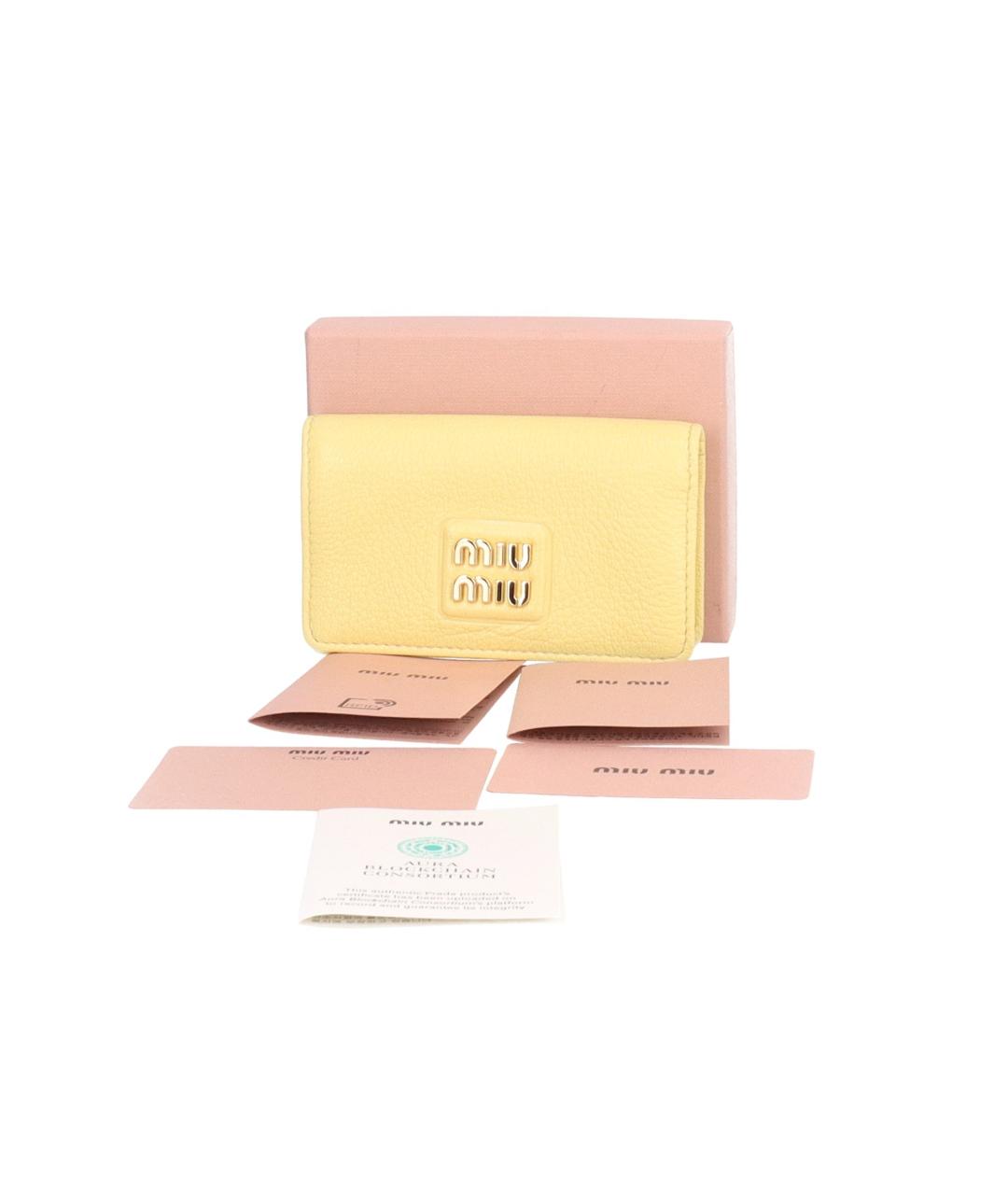 MIU MIU Желтый кожаный кардхолдер, фото 5