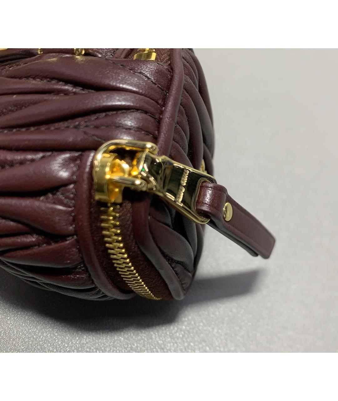 MIU MIU Коричневая кожаная сумка с короткими ручками, фото 6