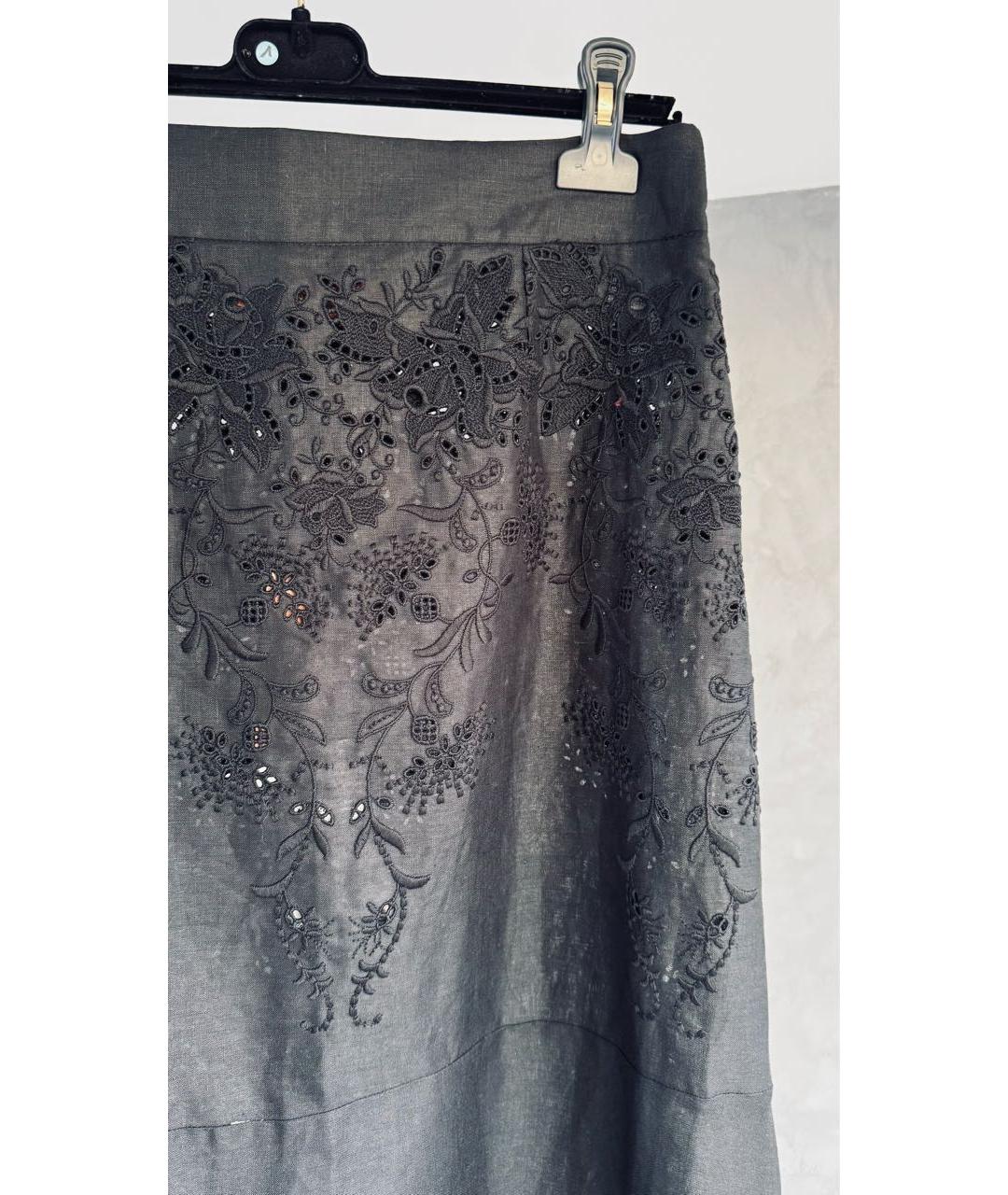 ERMANNO SCERVINO Черная льняная юбка миди, фото 3