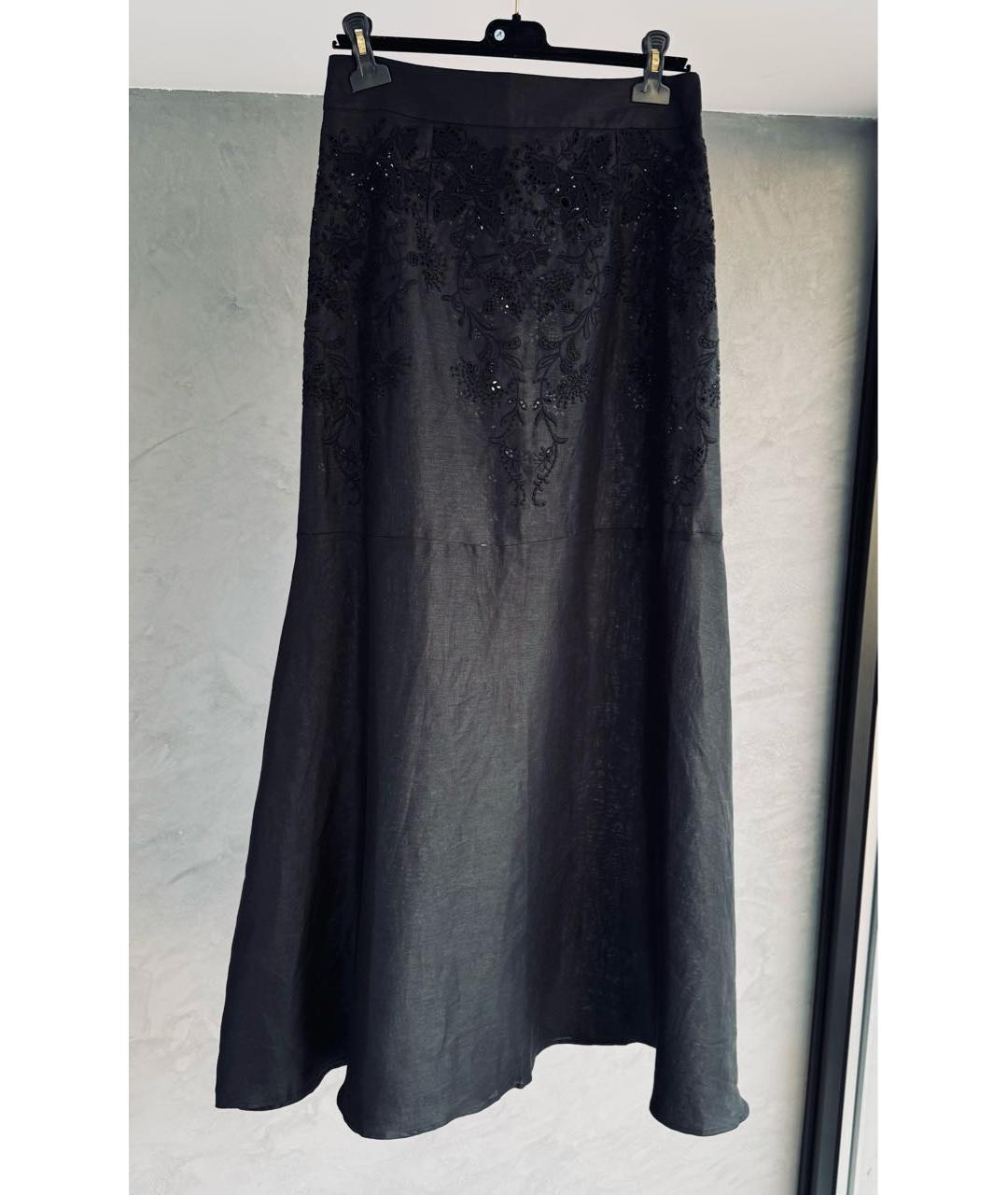 ERMANNO SCERVINO Черная льняная юбка миди, фото 2