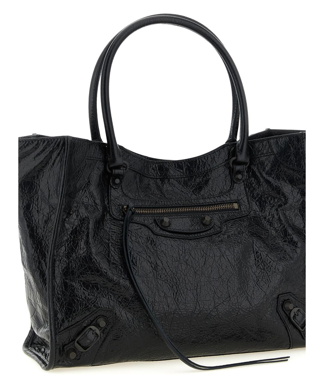 BALENCIAGA Черная кожаная сумка тоут, фото 3