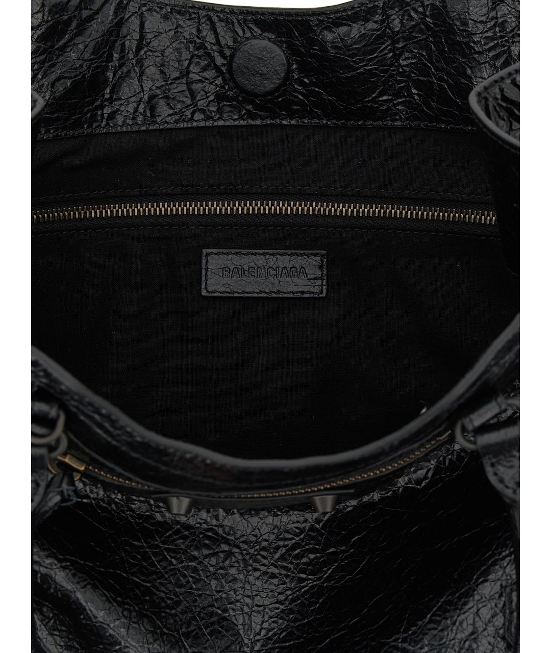 BALENCIAGA Черная кожаная сумка тоут, фото 4