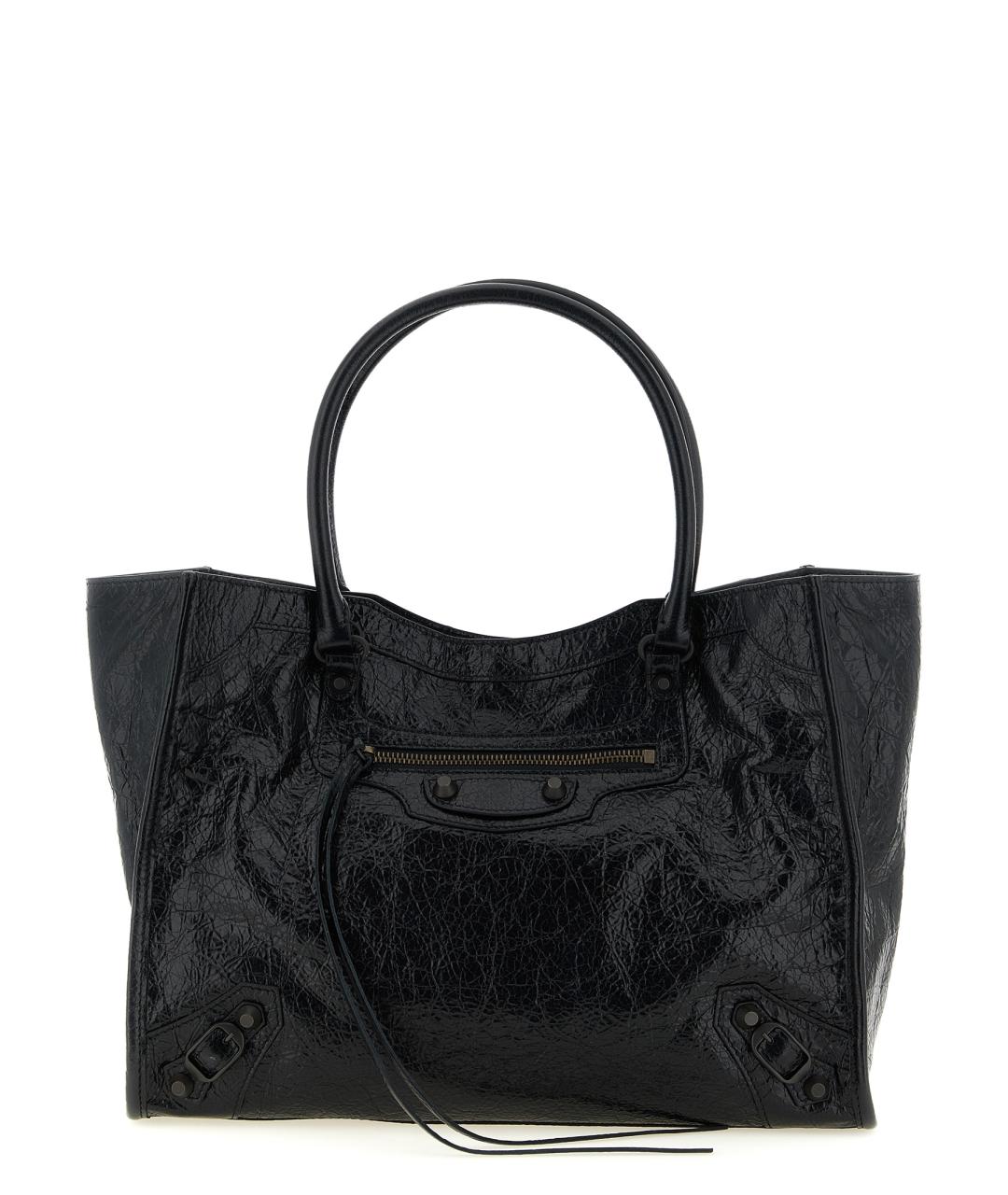 BALENCIAGA Черная кожаная сумка тоут, фото 1