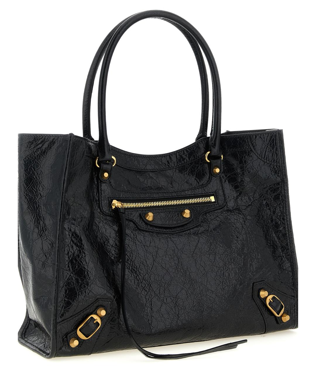 BALENCIAGA Черная кожаная сумка тоут, фото 3