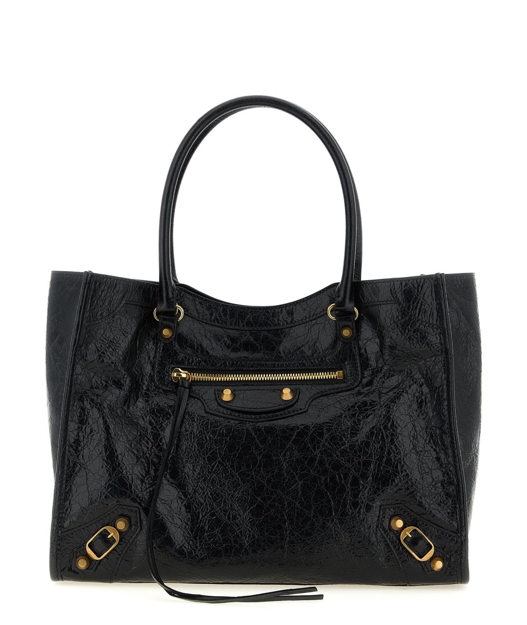 BALENCIAGA Черная кожаная сумка тоут, фото 1