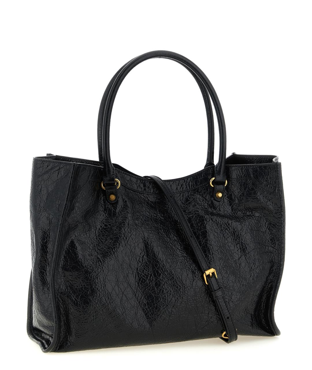 BALENCIAGA Черная кожаная сумка тоут, фото 2