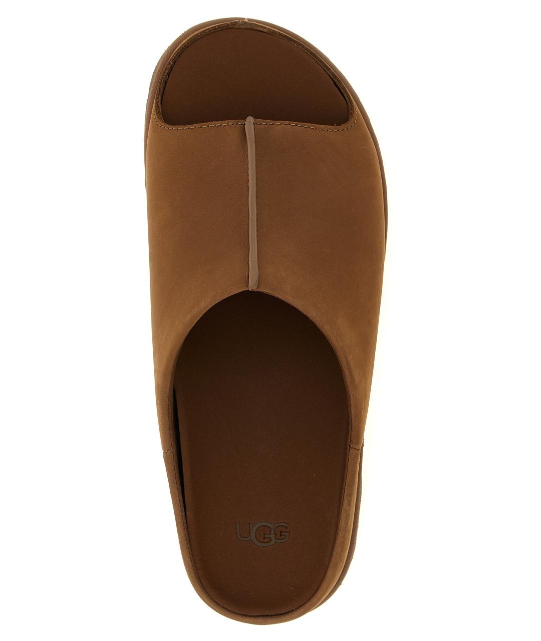 UGG AUSTRALIA Коричневые нубуковые шлепанцы, фото 4