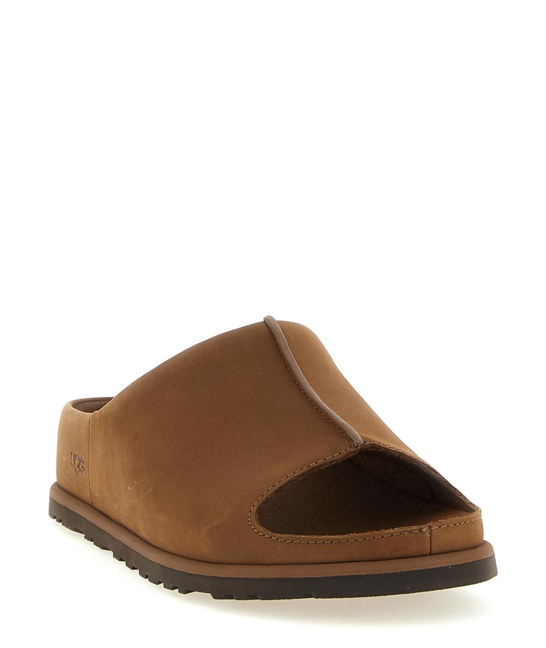 UGG AUSTRALIA Коричневые нубуковые шлепанцы, фото 2