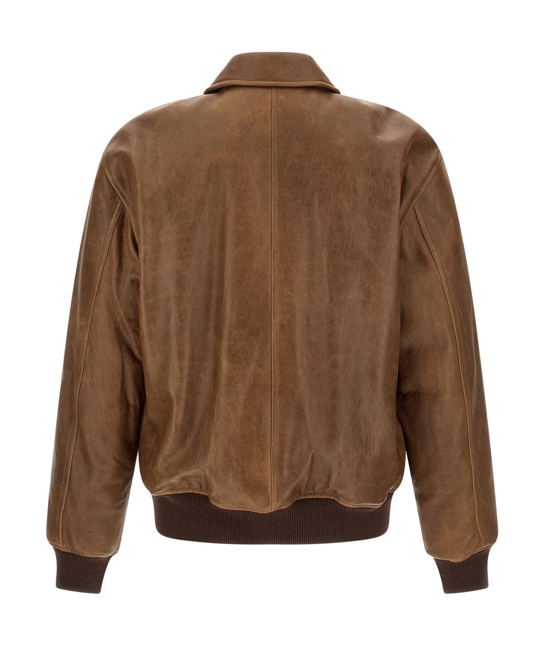 SAINT LAURENT Коричневая кожаная куртка, фото 2