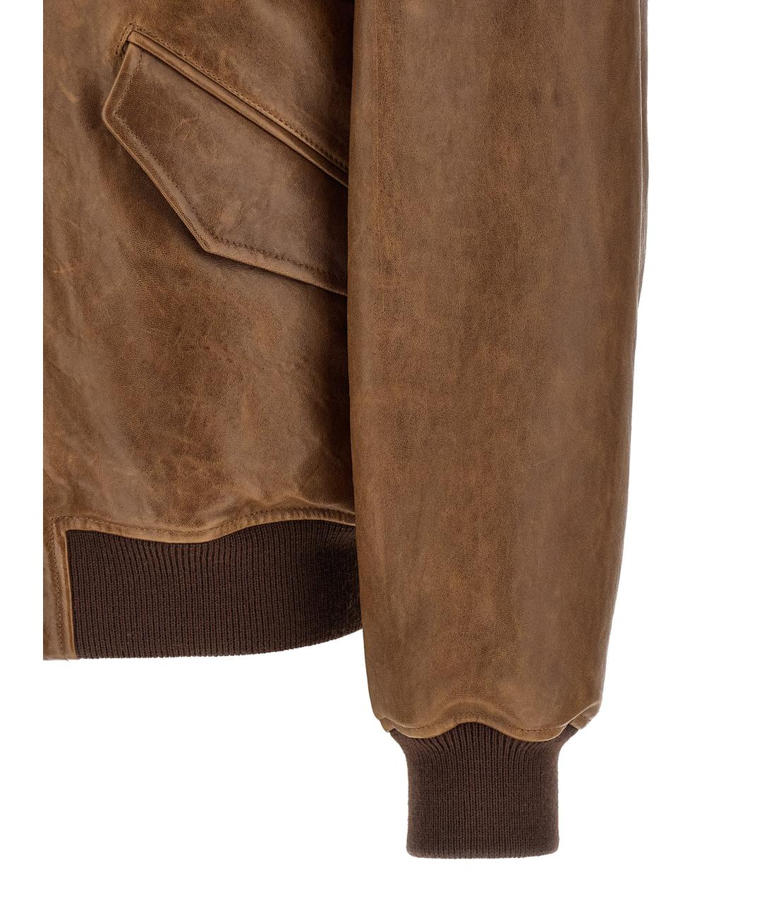 SAINT LAURENT Коричневая кожаная куртка, фото 4