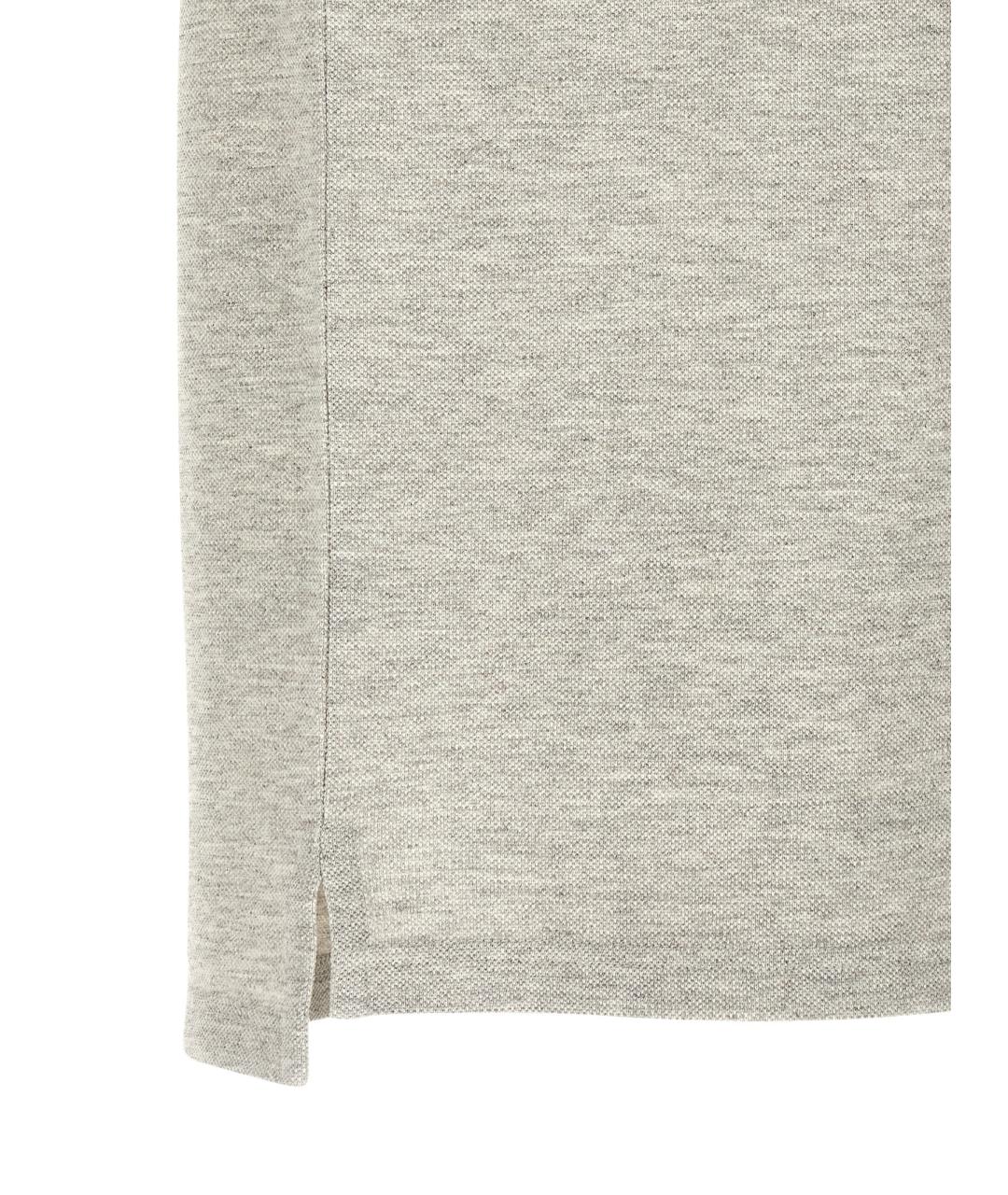 SAINT LAURENT Серое хлопковое поло с коротким рукавом, фото 4