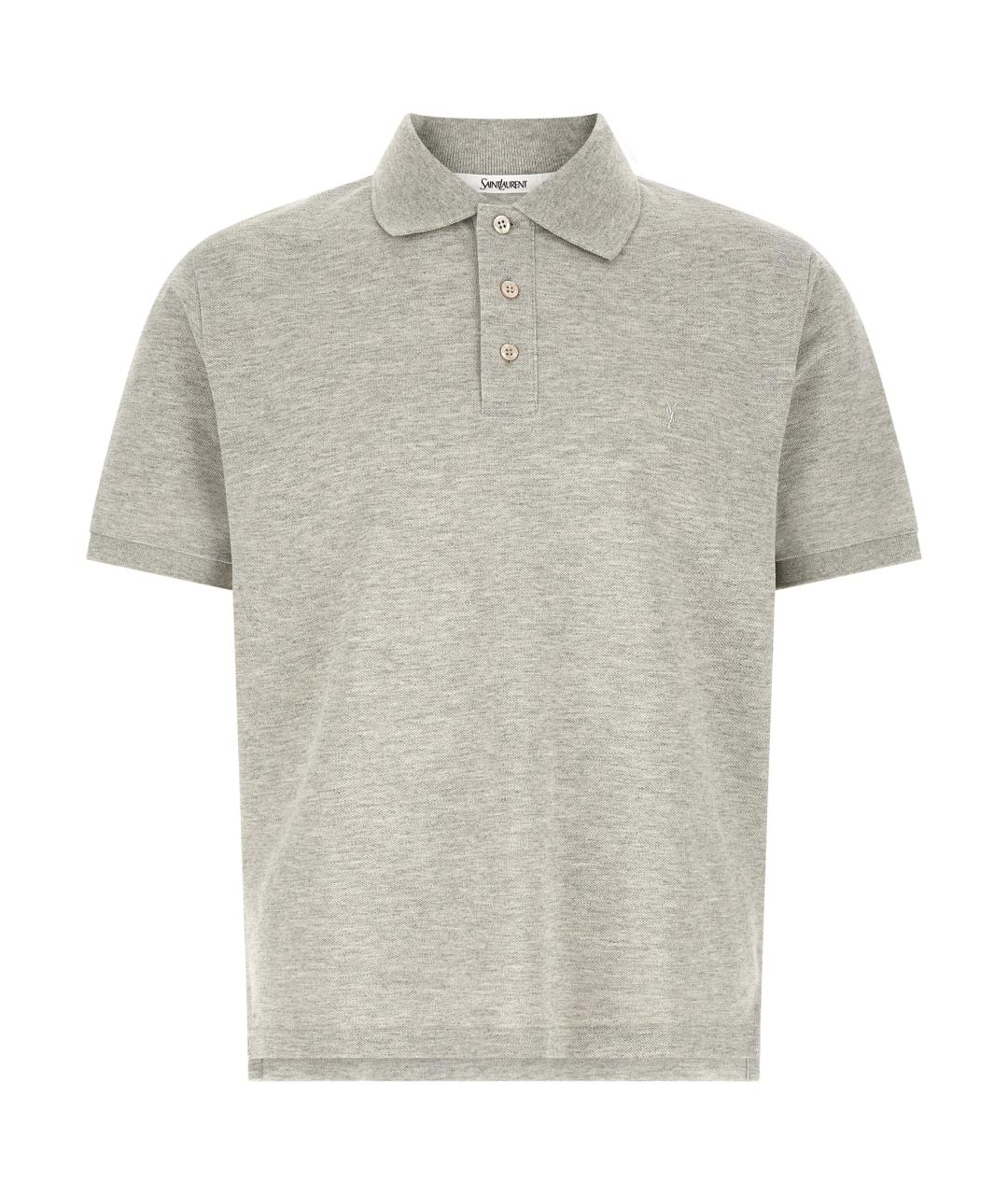 SAINT LAURENT Серое хлопковое поло с коротким рукавом, фото 1