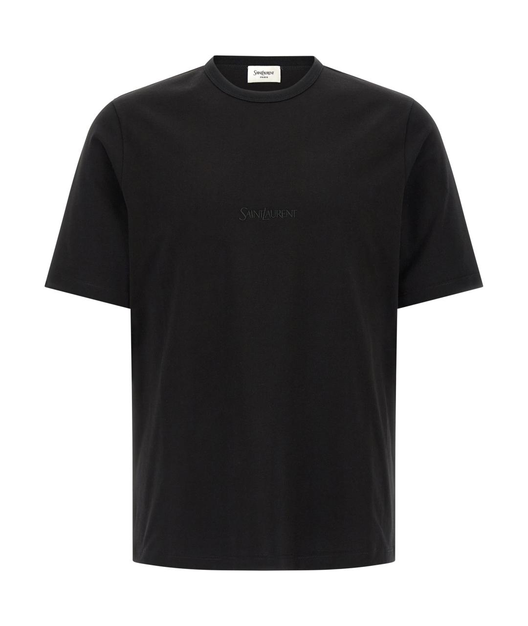 SAINT LAURENT Черная хлопковая футболка, фото 1