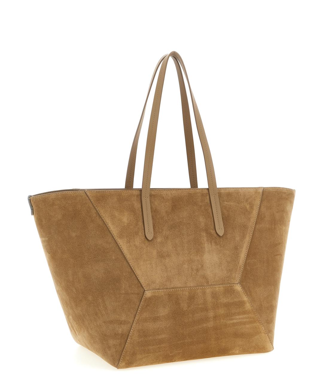 BRUNELLO CUCINELLI Коричневая замшевая сумка тоут, фото 2