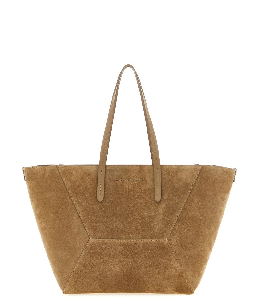 BRUNELLO CUCINELLI Коричневая замшевая сумка тоут, фото 1