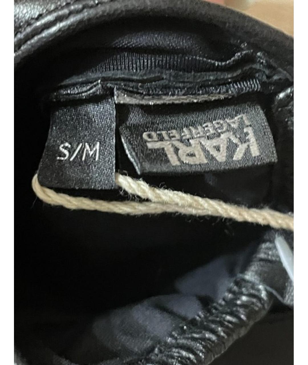 KARL LAGERFELD Черные кожаные митенки, фото 5