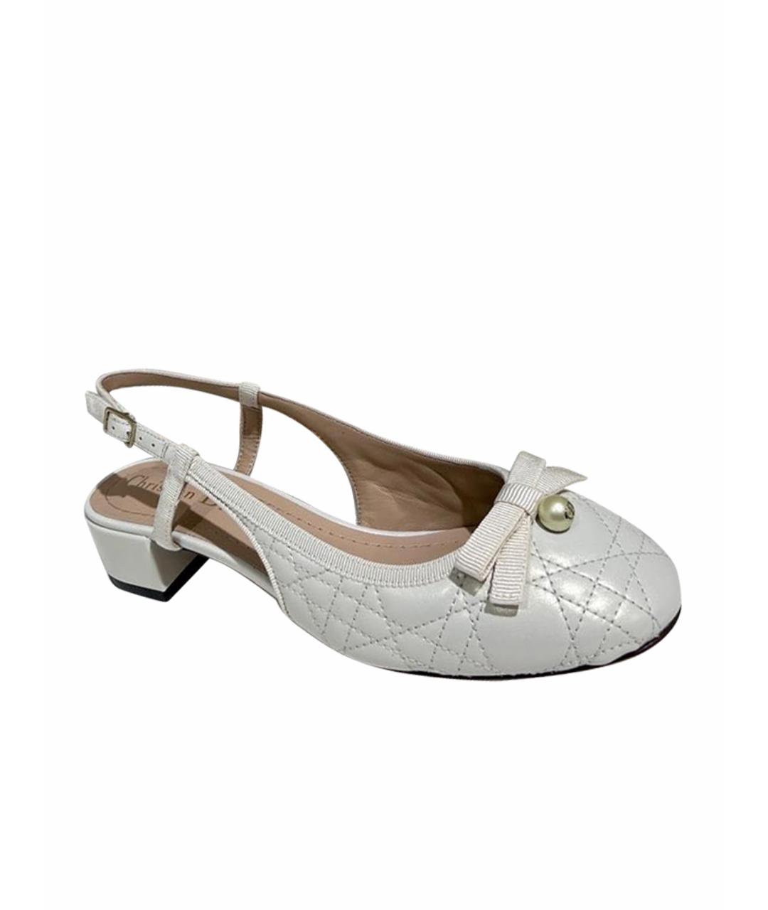 CHRISTIAN DIOR Белые кожаные босоножки, фото 1