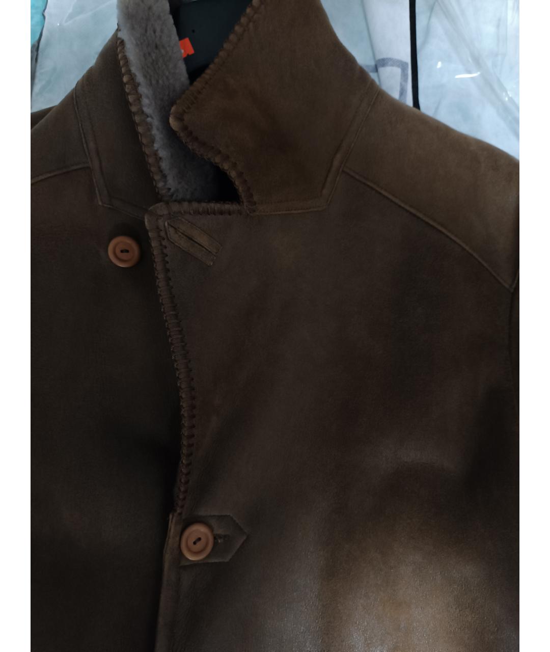 RAF SIMONS Коричневая кожаная дубленка/шуба, фото 5