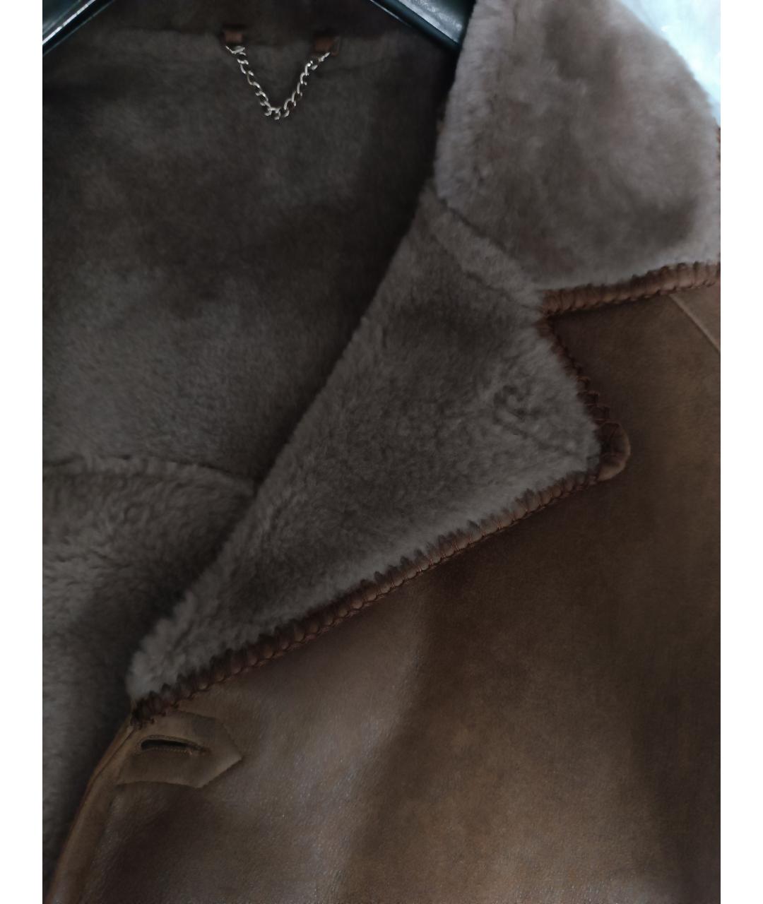 RAF SIMONS Коричневая кожаная дубленка/шуба, фото 6