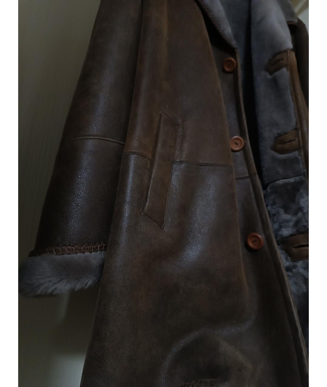RAF SIMONS Коричневая кожаная дубленка/шуба, фото 4
