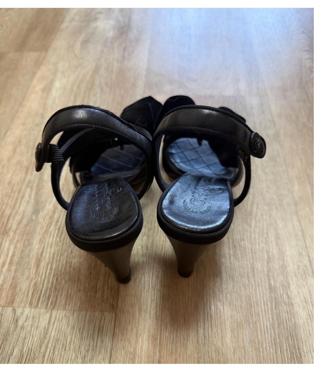 CHANEL Черные кожаные босоножки, фото 3