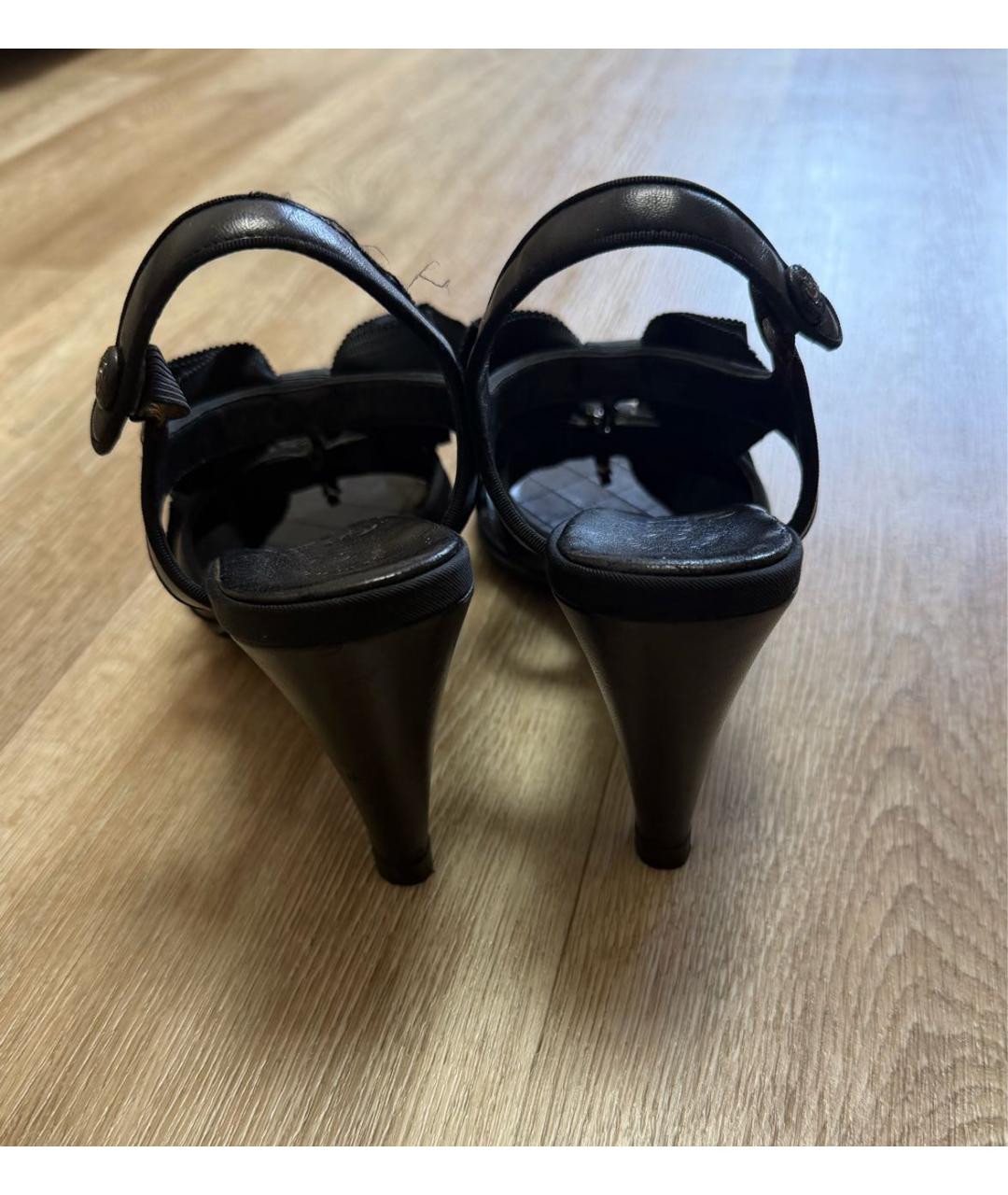 CHANEL Черные кожаные босоножки, фото 7