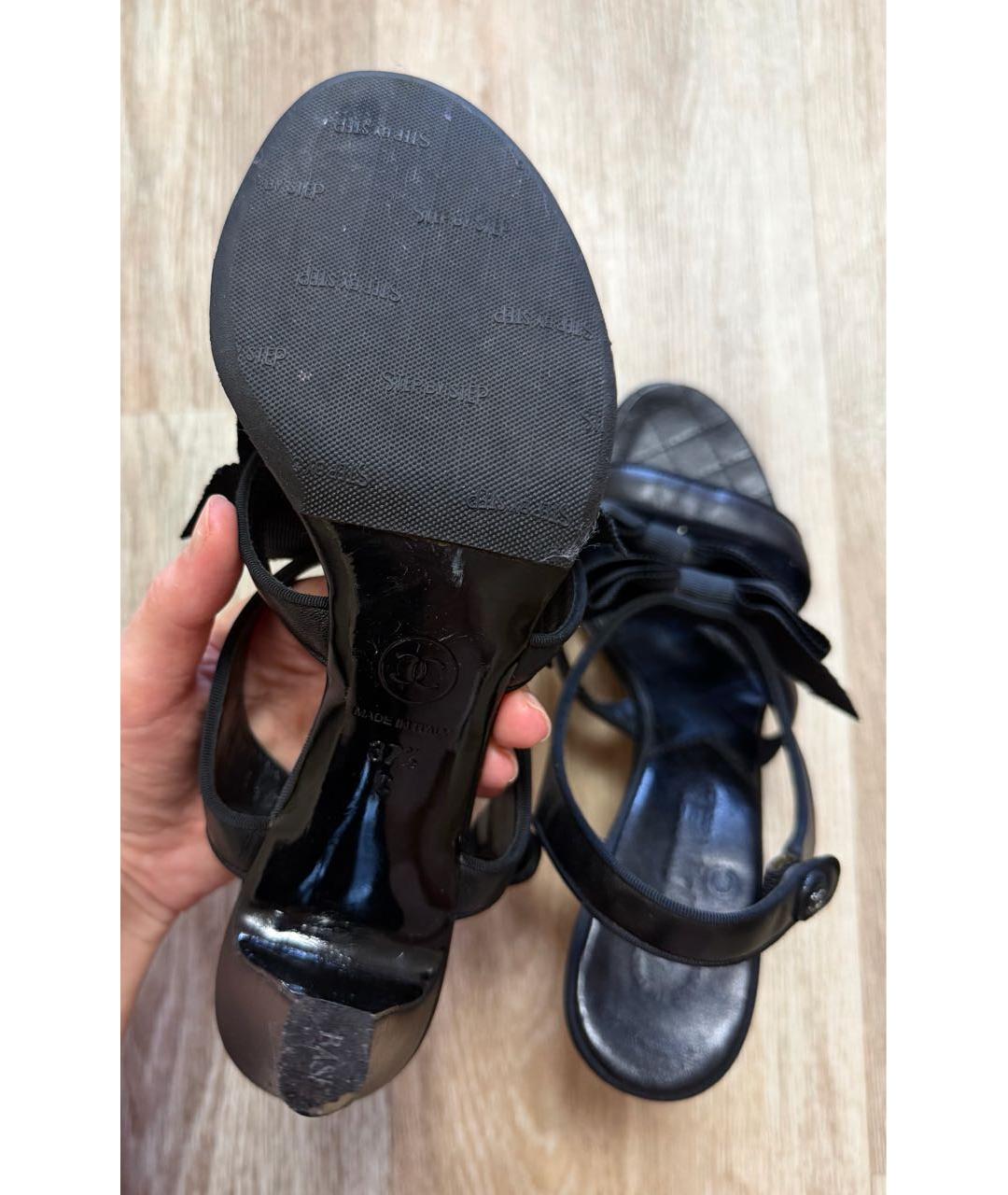 CHANEL Черные кожаные босоножки, фото 8
