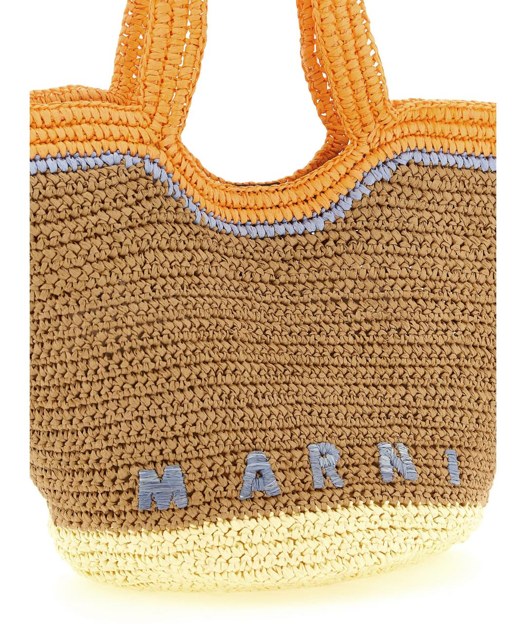 MARNI Бежевая пелетеная сумка тоут, фото 3