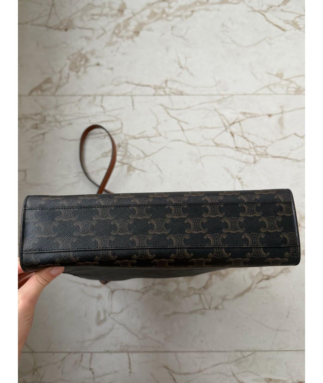 CELINE Коричневая кожаная сумка тоут, фото 5