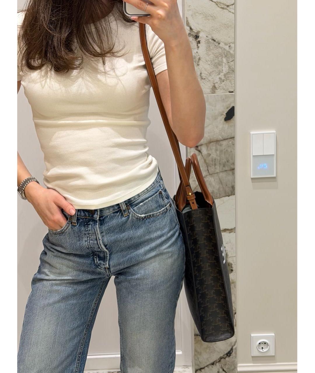 CELINE Коричневая кожаная сумка тоут, фото 6