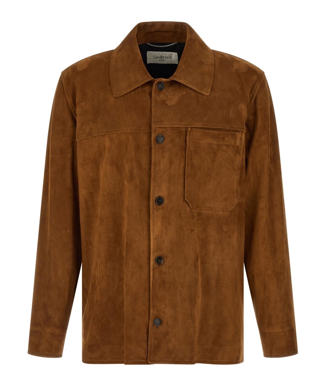 SAINT LAURENT Коричневая замшевая куртка, фото 1
