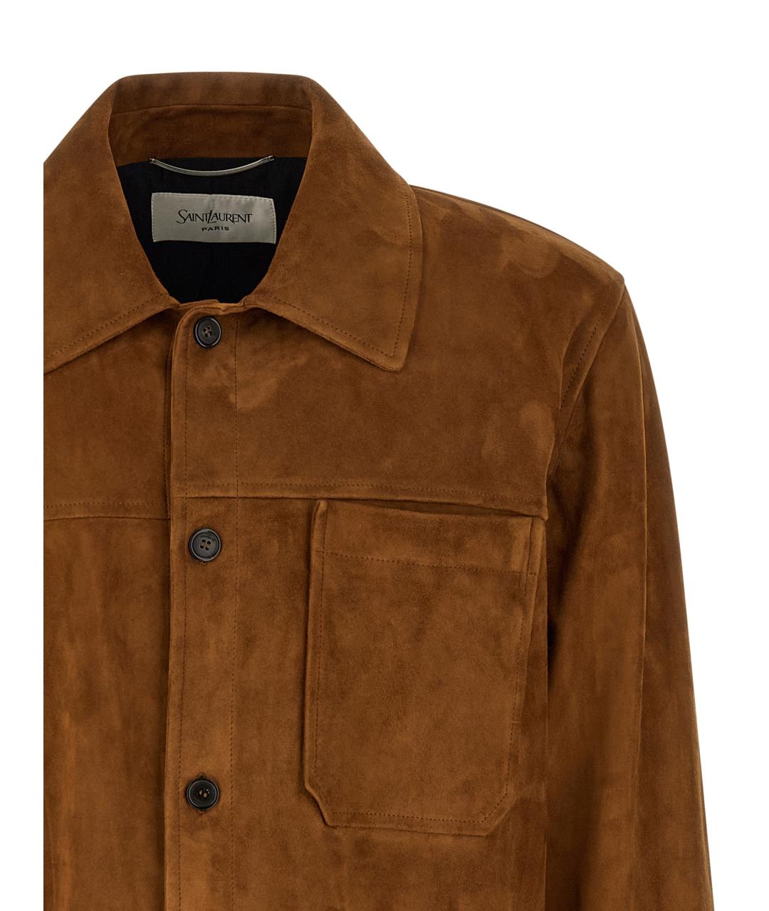 SAINT LAURENT Коричневая замшевая куртка, фото 3