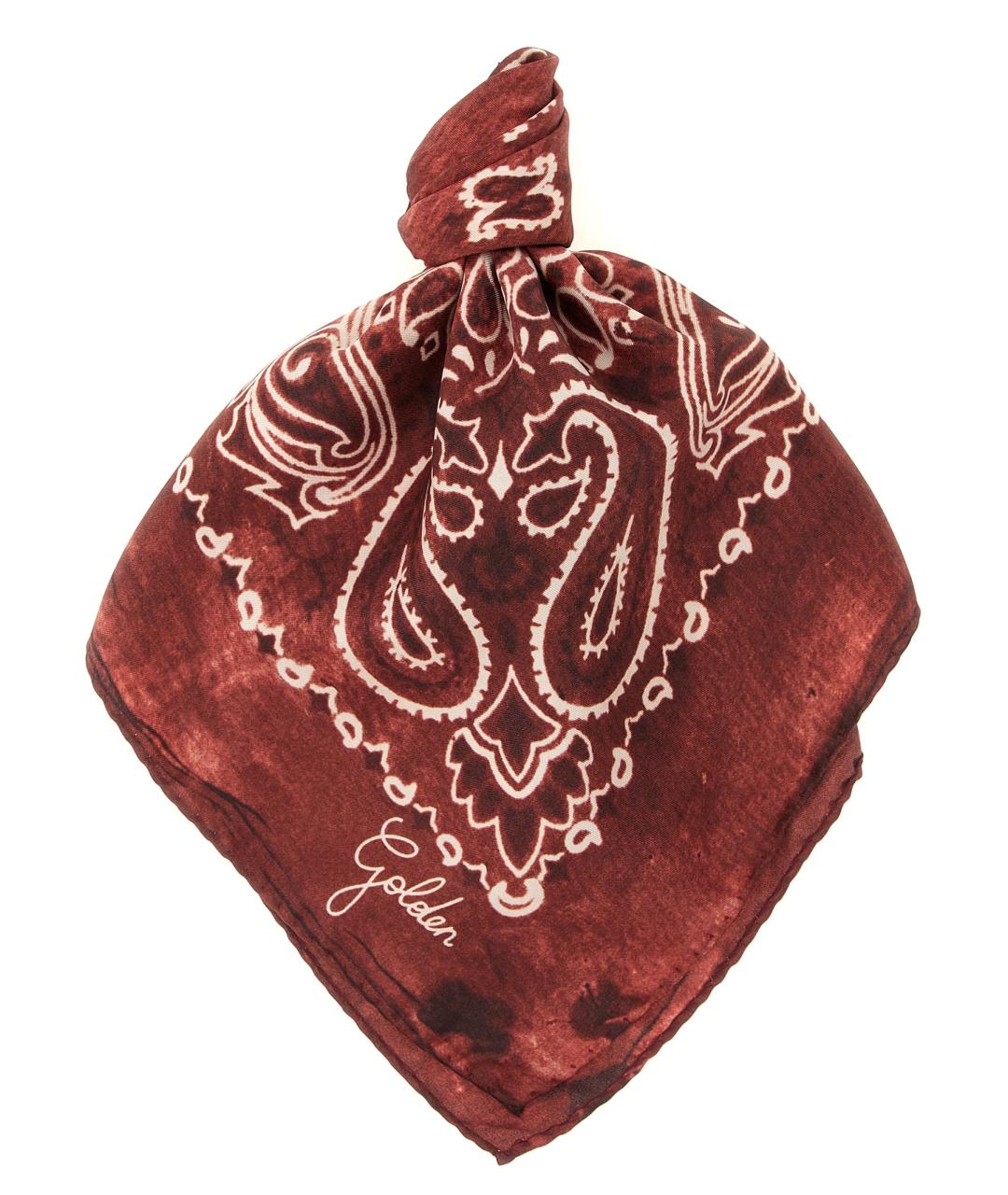 GOLDEN GOOSE DELUXE BRAND Бордовый шелковый шарф, фото 1