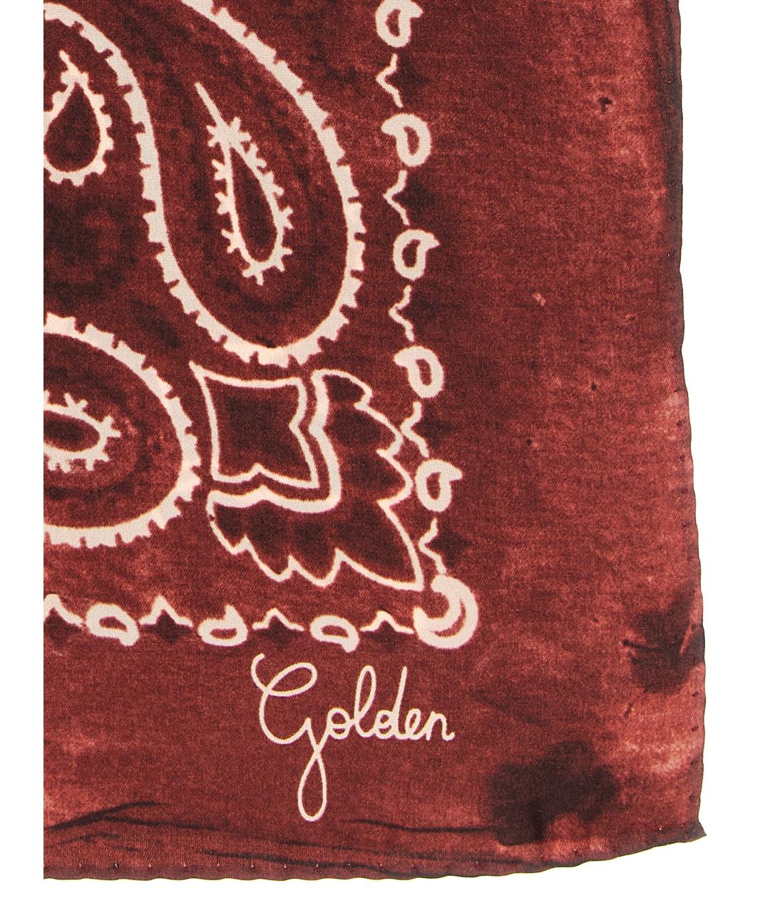 GOLDEN GOOSE DELUXE BRAND Бордовый шелковый шарф, фото 2